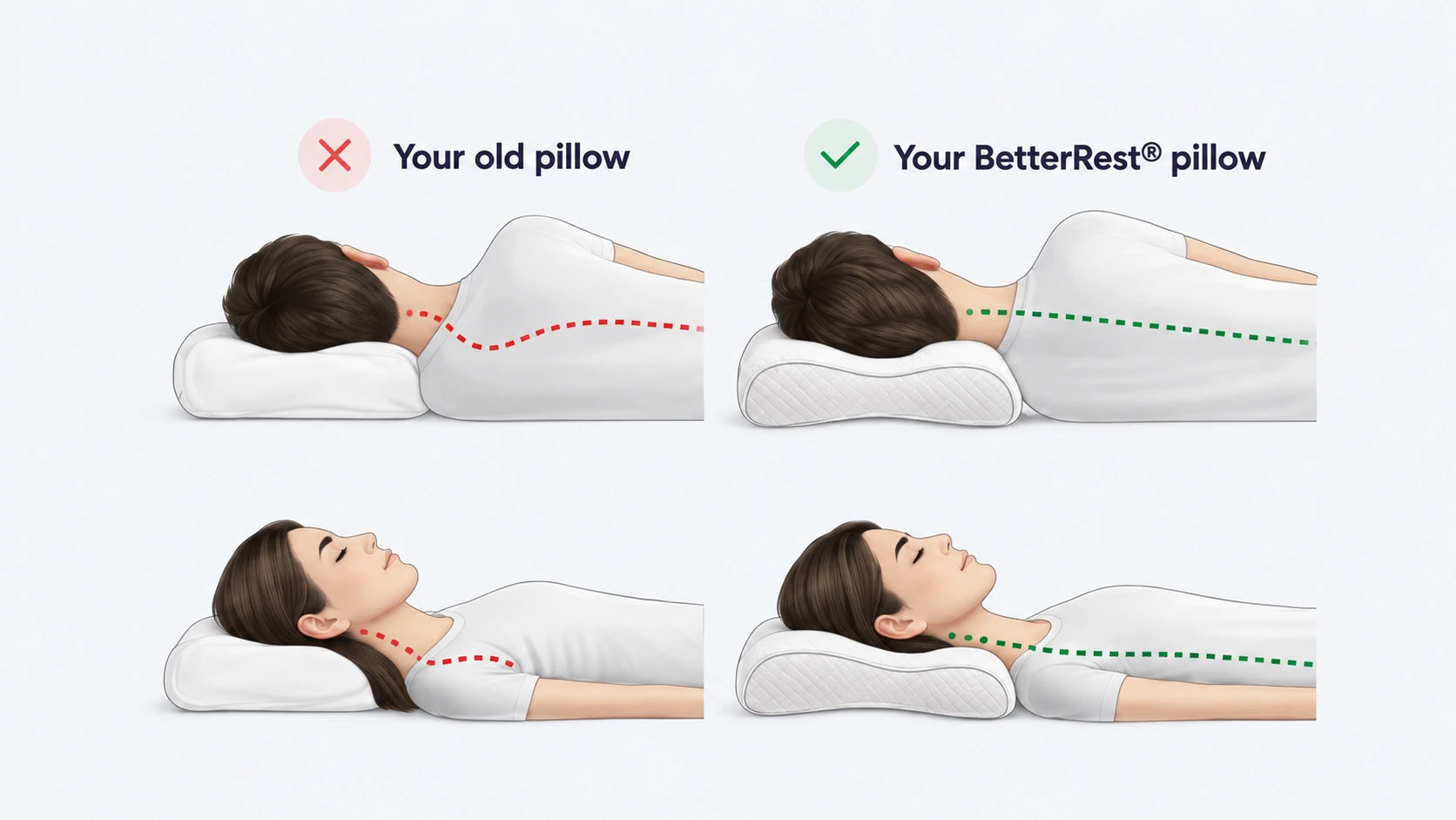 BetterRest pillow comparison for side and back sleepers